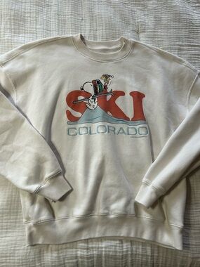 Hollister Boxy Snoopy Graphic Crew Sweatshirt Ski Colorado
